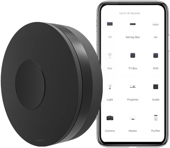 UanTii Smart IR Remote Control Tuya Wifi Universal Infrared Remote Control,Smart Split AC, App and Voice Control (Black)