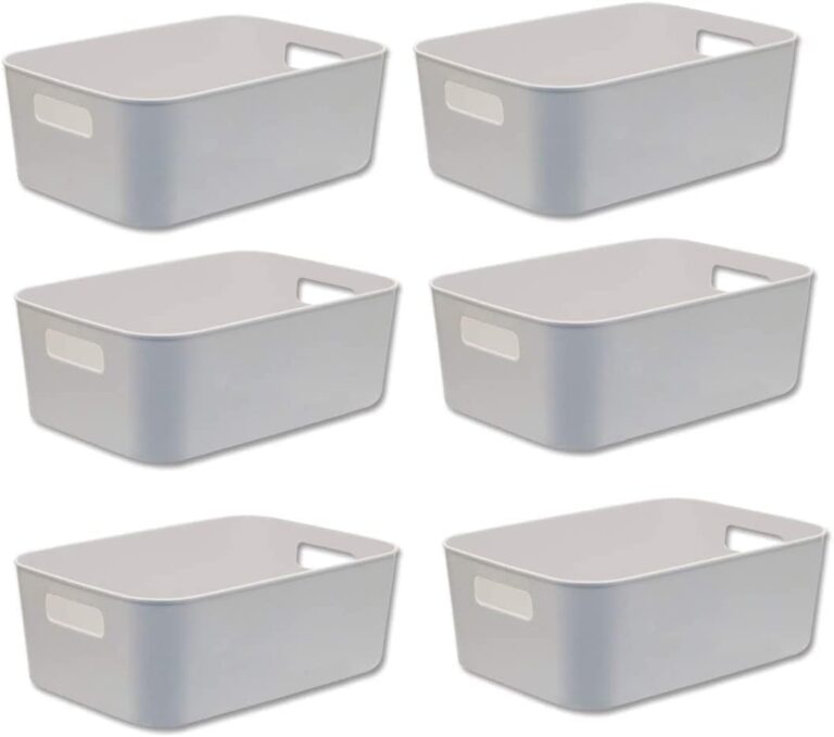 U HOOME Plastic Storage Bin,Small Storage Basket for Organizing with Handles,Multi-Use Durable Storage Basket Cabinet Organizer for Closets, Cabinets, Shelves, Countertops (6-Pack)