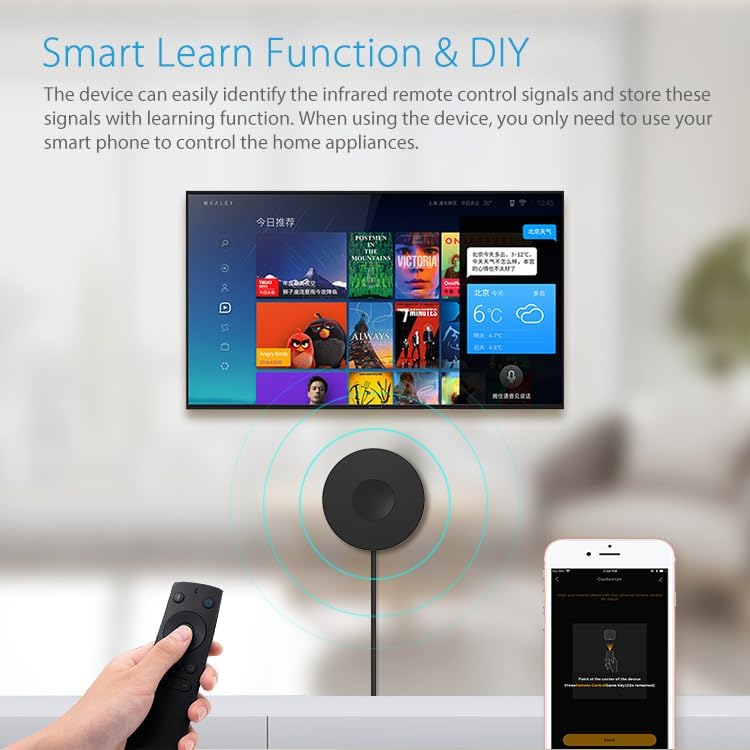 UanTii Smart IR Remote Control Tuya Wifi Universal Infrared Remote Control,Smart Split AC, App and Voice Control (Black) - الصورة 8