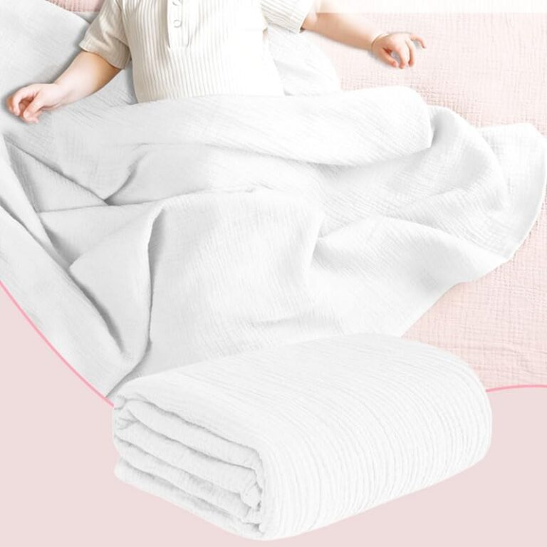 Cozy Cotton Throw Blanket, Soft Breathable Blankets, Lightweight Small Textured Blankets for Sofa, Bed, Chair, Couch, Lap, Blanket Gifts for All Seasons, 39.3"×39.3", White