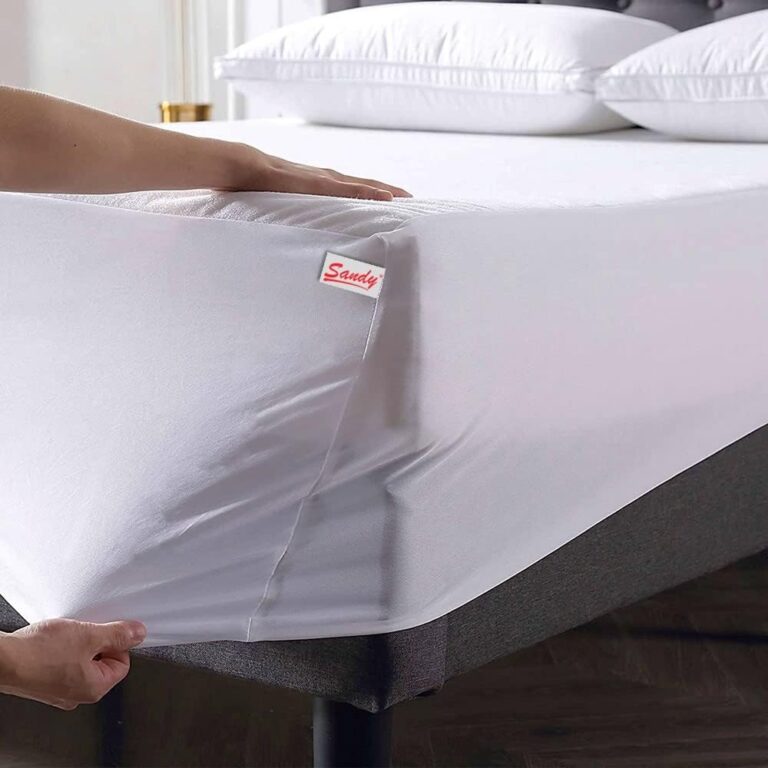 SANDY Latex Premium Waterproof Mattress Protector with Perfect Fit All Around Elastics Deep Pocket Up to 32cm, Hypoallergenic, Breathable and Dust Mite Protecting, (200X120), White
