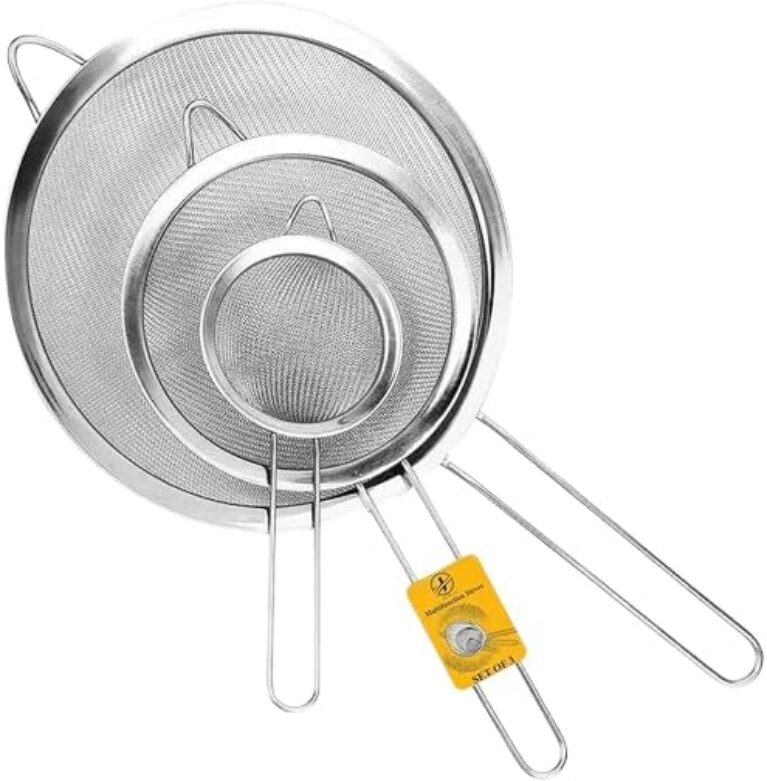 Sieves and Strainers Set - Metal Sieve Stainless Steel, Fine Mesh Strainer | Pack of 3 Kitchen Mesh, Sive Cooking, Flour for Baking Rust Free Seive, Dishwasher Safe SIV, Colander