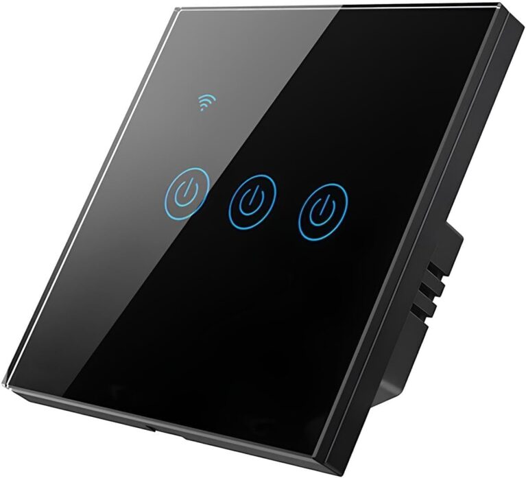 WiFi Smart Wall Light Switch,Compatible with Google Home & Alexa, Touch & App Remote Control, Timing Function & Voice Control,No Hub Required (Black, 3 Gang)