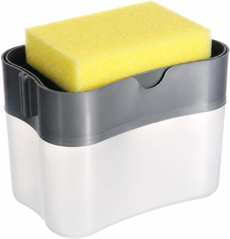 SKY-TOUCH Soap Pump Dispenser and Sponge Holder for your Kitchen Sink, Counter Top Liquid Dish Washing Dispenser