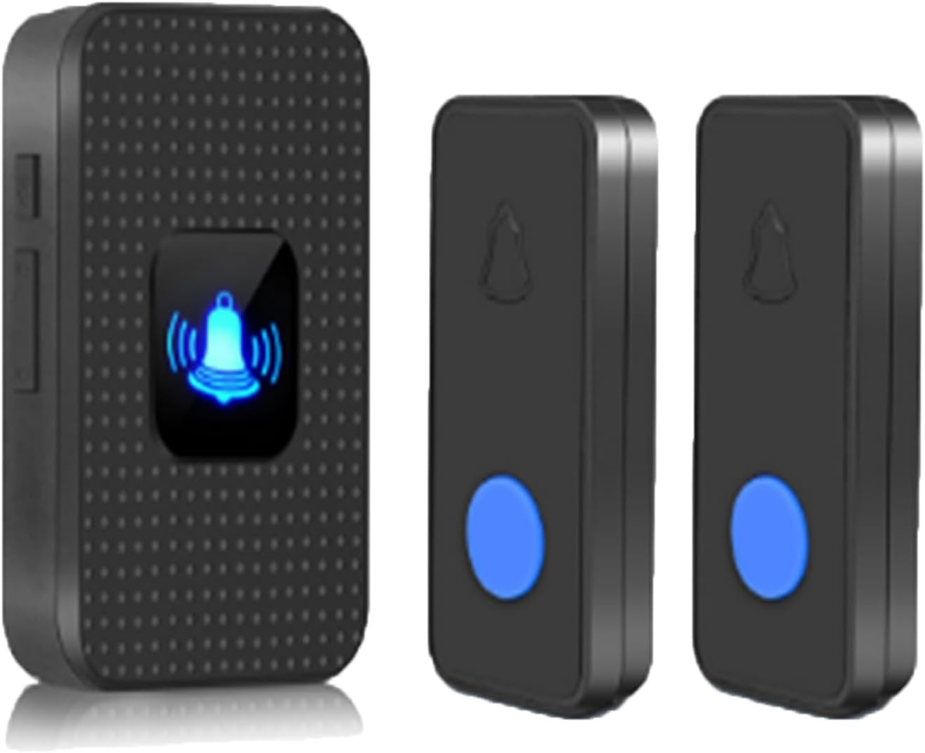 Wireless Doorbell, Battery Operated Doorbell, Easy installation Portable Waterproof Door Bell kit with 1000 Feet Long Range, 55 Chimes Adjustable Volume, 2 Buttons 1 Receiver, Black
