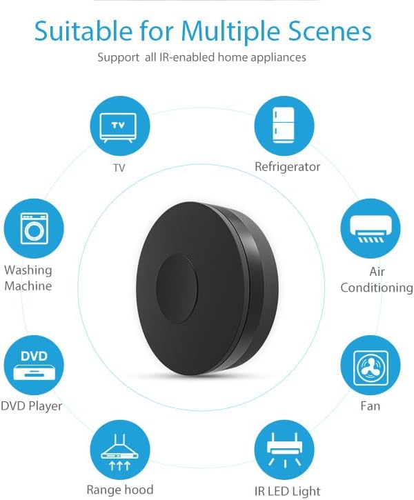 UanTii Smart IR Remote Control Tuya Wifi Universal Infrared Remote Control,Smart Split AC, App and Voice Control (Black) - الصورة 2
