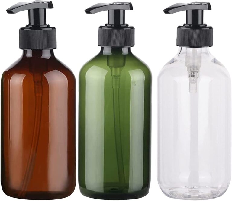 3 PCS 16oz/500ml Refillable Plastic Bottles with Pump, Portable BPA-Free Shampoo Lotion Pump Containers for Massage Oil, Liquid Soap, Kitchen and Bathroom