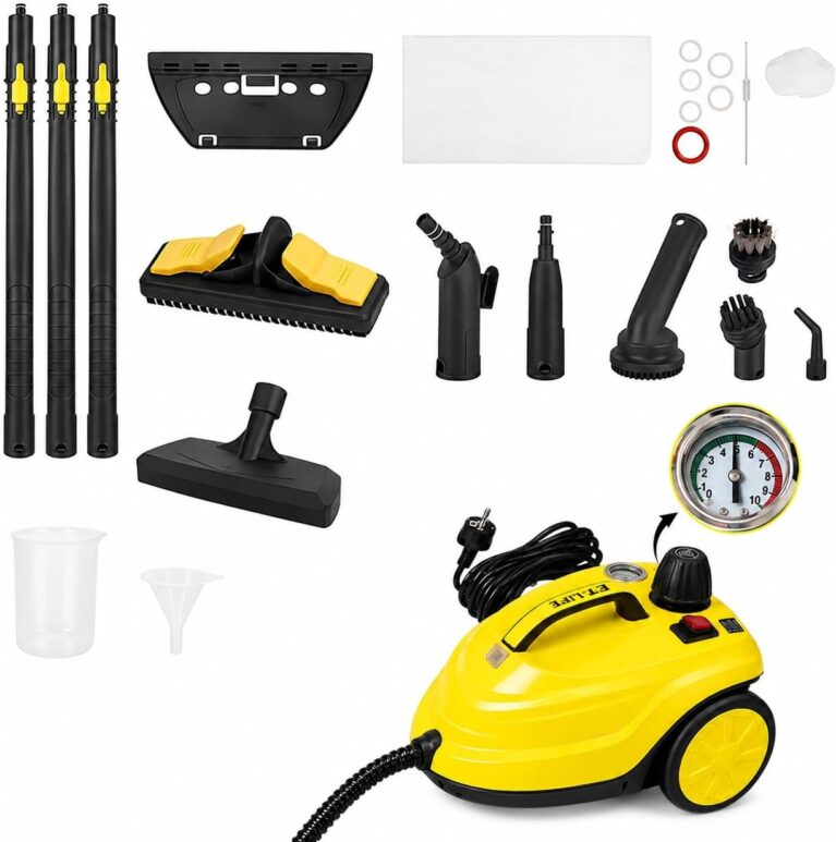 2000W High Pressure Steam Cleaner, 5 Bar Steam Machine with Pressure Gauge & 2L Stainless Steel Tank, 13-Piece Kit, Chemical-Free Deep Cleaning for Floors, Tile, Kitchen, Car & Sofa