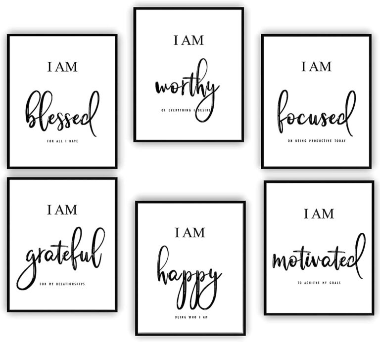 X spring Draw Core, 6 PCS Wall Art Prints with Frame, Motivational Posters for Bedroom Decor, Large Framed Wall Art for Office and Living Room