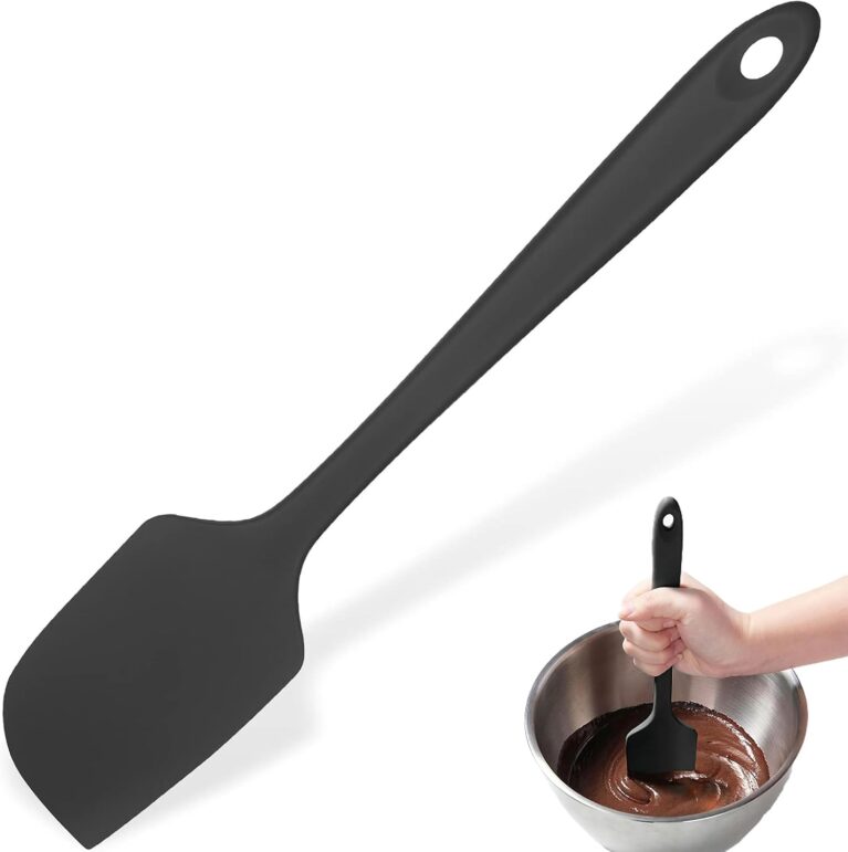 Heat Resistant Silicone Large Spatula, Silicone Spatula for Baking and Cooking, Flexible Scraper with Full-Cover Handle, Black Thickened Kitchen Utensil Set(29cm)
