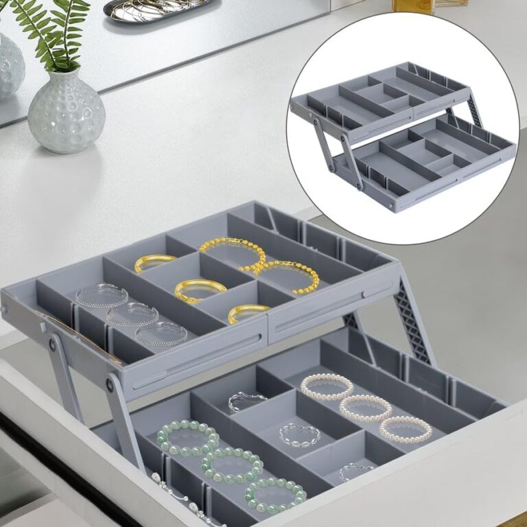 Multi-Level Smart Drawer Organizer, Versatile Drawer Storage Organizer, Expandable Junk Drawer Organizer, Collapsible Storage Drawers Organize, for Makeup, Jewelry, Office (2-TIER(9.84*5.91*1.77IN))