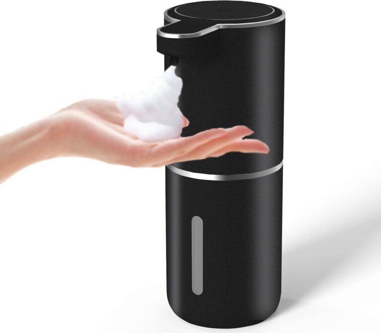 Automatic Soap Dispenser, display battery status, rechargeable electric wall-mounted soap dispenser,380ml foam soap dispenser, 4-stage adjustable foam soap pump for bathroom kitchen dish (black)