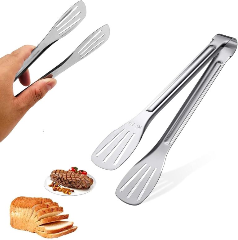 ToolHouse 9.45-Inch Stainless Steel Kitchen Tongs, Non-Slip Heat Resistant Cooking Tongs, Easy to Clean and Grip, Heavy Duty Food Tongs, for Grilling, Serving, and Salad, Dishwasher Safe
