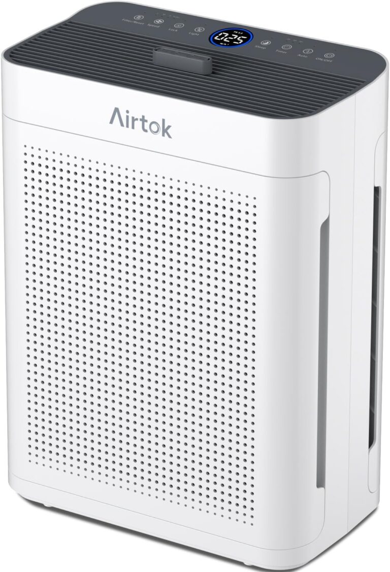 Airtok Air Purifier for Home Large Room up to 2000 ft², H13 True HEPA Filter for Pets Hair Smoke Odor Pollen, Dual-Side Intake Air Cleaner with Air Quality Sensor, 20dB Sleep Mode, Washable Pre-Filter