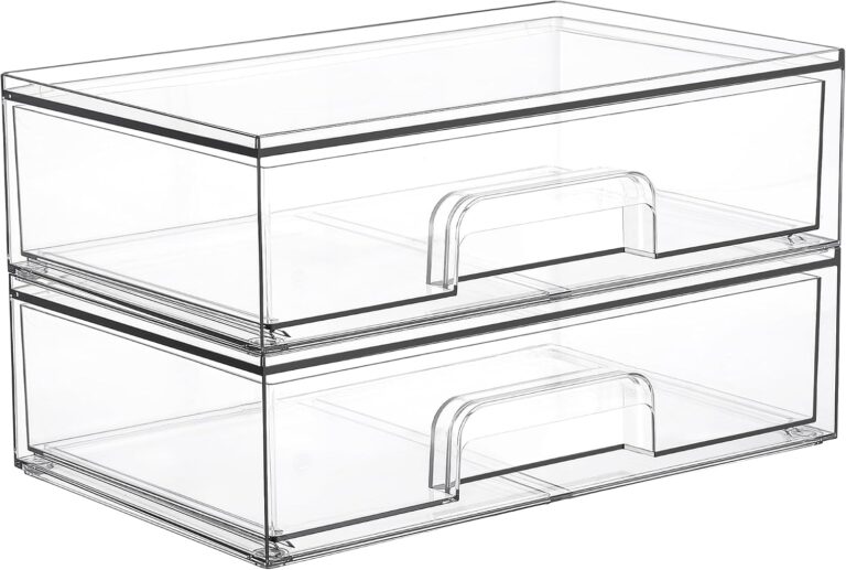 Vtopmart 2 Pack Clear Stackable Drawers Organizer, 30.7cm/12.1'' W