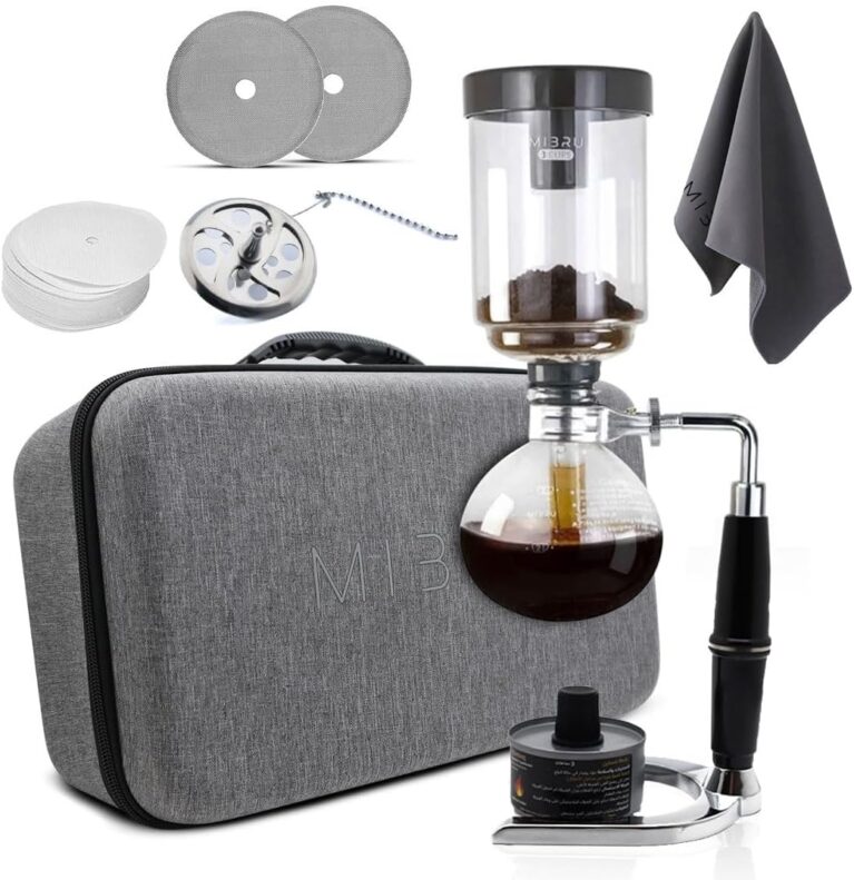 MIBRU Siphon Coffee Maker, Upgrade Syphon Coffee Maker Set, Vacuum Glass Coffee Siphon Brewer 3 cup for Office and Home Coffee and tea syphon 3cup with bag Cafe and Tea Making Equipment