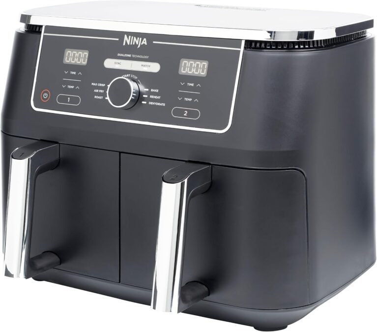 Ninja Foodi Dual Zone Air Fryer 2 Drawers, 6 Cooking Functions, 9.5L Capacity, Black, AF400ME, 2 Years Warranty