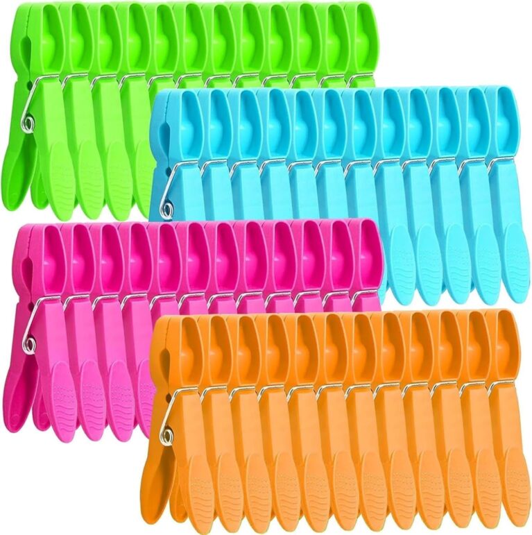 Lonimia Clothes Clips, Laundry Clips, Colored Clothespins, 48 Pcs Stainless Steel And PP Materials High Tension Spring Colour Practical Clamp Tool, Suitable for Daily Household Use