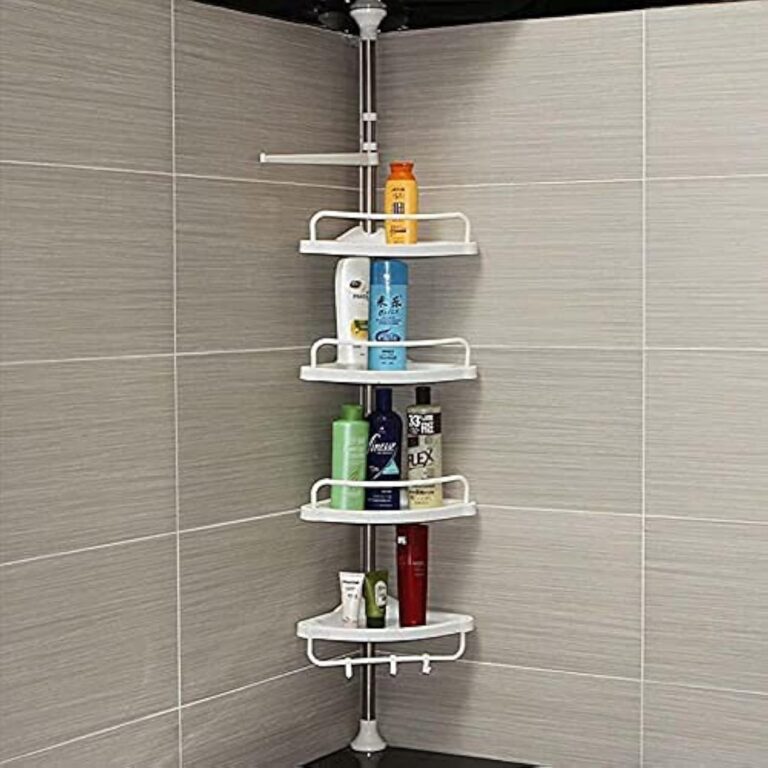 Bathroom Multi Corner Shelf Stainless Telescopic Multilayer Shower Organizer Bathroom Corner Shelf Rack,4 Layer Corner Storage Space Saving For Bathroom and Kitchen,Wall Hanging Toilet Shelf