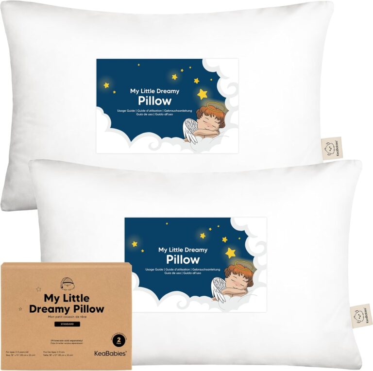 KeaBabies Toddler Pillows 2 Pack, Kids Travel Bed Pillow, Soft Breathable Sleeping Pillow for Toddlers, Preschool Nap Pillow, Soft White