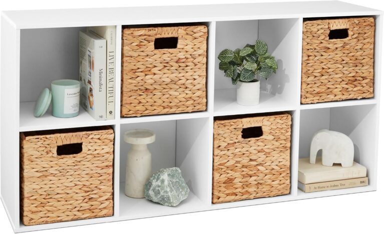 8-Cube bookshelf, living room Storage Organizer, 28.5cm Shelf Opening, Bookcase, Display Shelf for Living Room, Bedroom, Home Office, White
