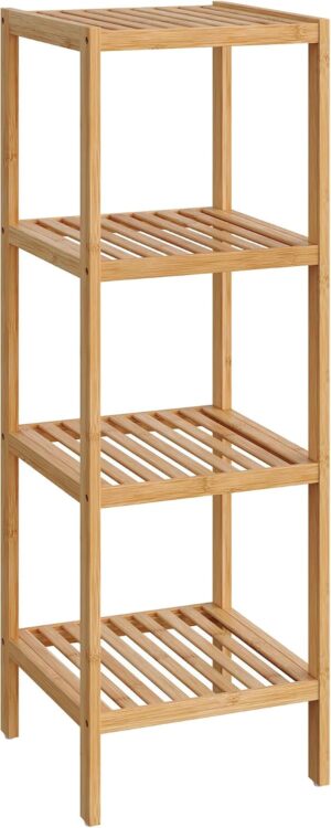 SONGMICS 100% Bamboo Bathroom Shelf...