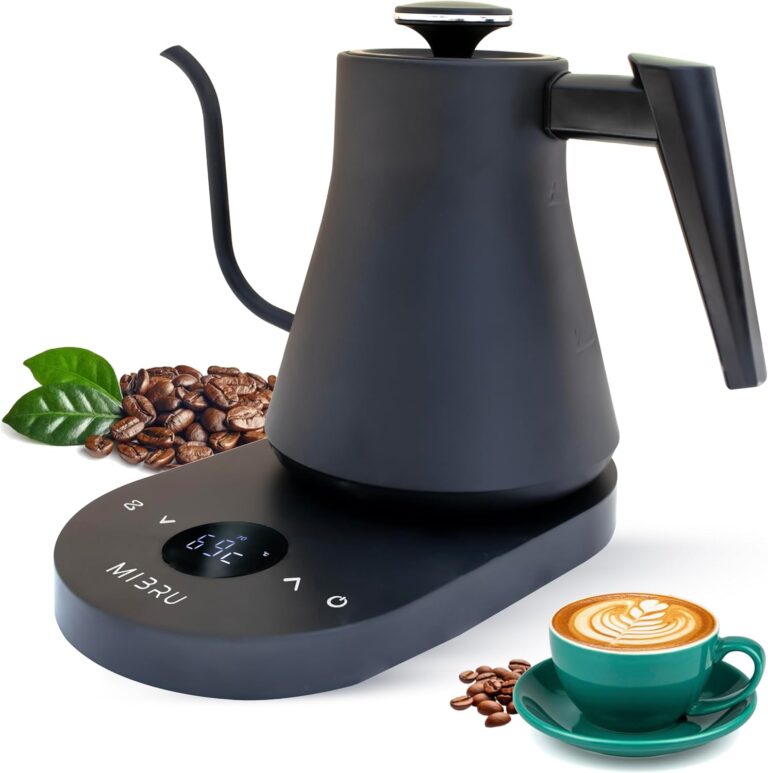 MIBRU Electric Gooseneck Coffee Brewing Water Heater Gooseneck Drip Kettle with temp control 800ml Auto Shut Off,Touch Screen Panel 1000W Rapid Heating (Black)