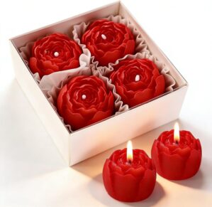 4 Pcs Peony Flower Shape Soy Candle...