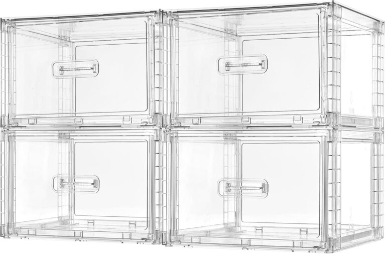 Vtopmart 4 Pack Clear Stackable Storage Drawers Organizer with Handles