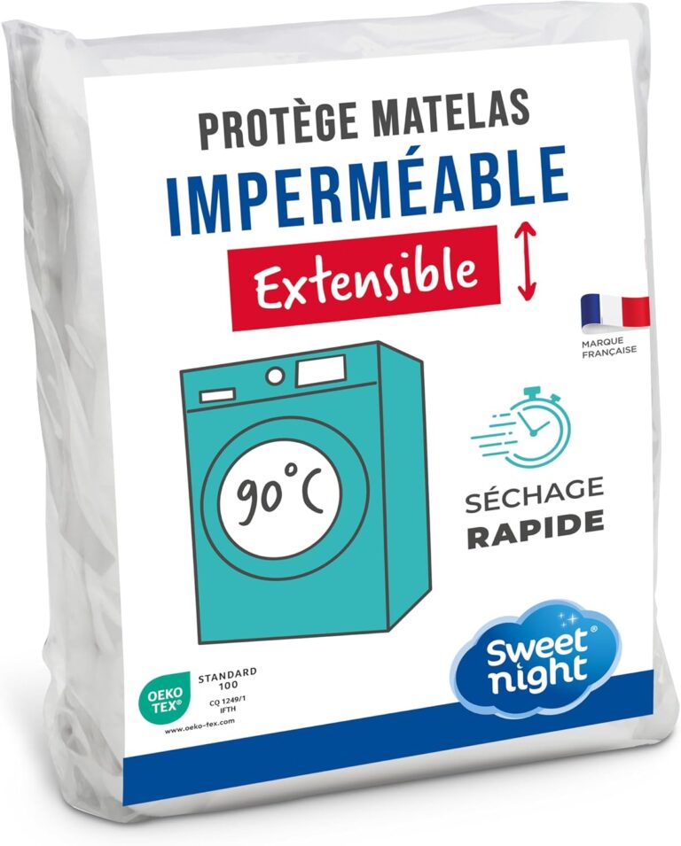 SWEET NIGHT Axel Waterproof Mattress Protector jersey 90 x 190 cm Polyester Washable at 90 °C White Jersey