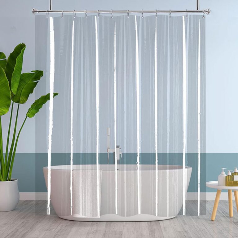 4G Bathroom Shower Curtain Liner, 180cm W x 180cm H, Clear, 4G Heavy Duty Waterproof Shower Curtain Liner with Grommets Holes