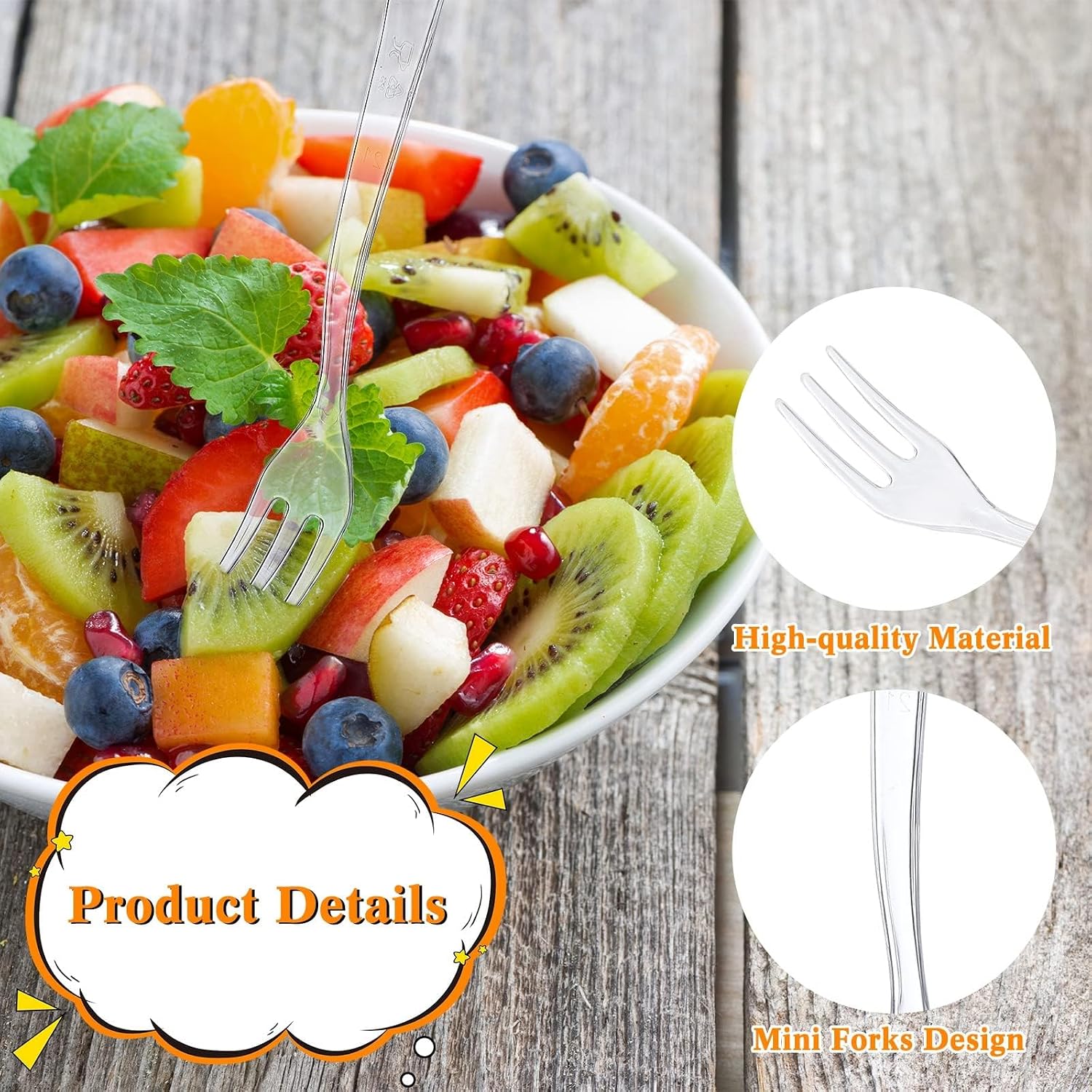 500 Pcs Clear Plastic Mini Forks 3.7 x 0.6 Inch, Small Disposable Appetizer Cocktail Tasting Forks, Tiny Fruit Dessert Cake Serving Utensils for Party, Wedding, Buffet, and Catering Events - الصورة 2